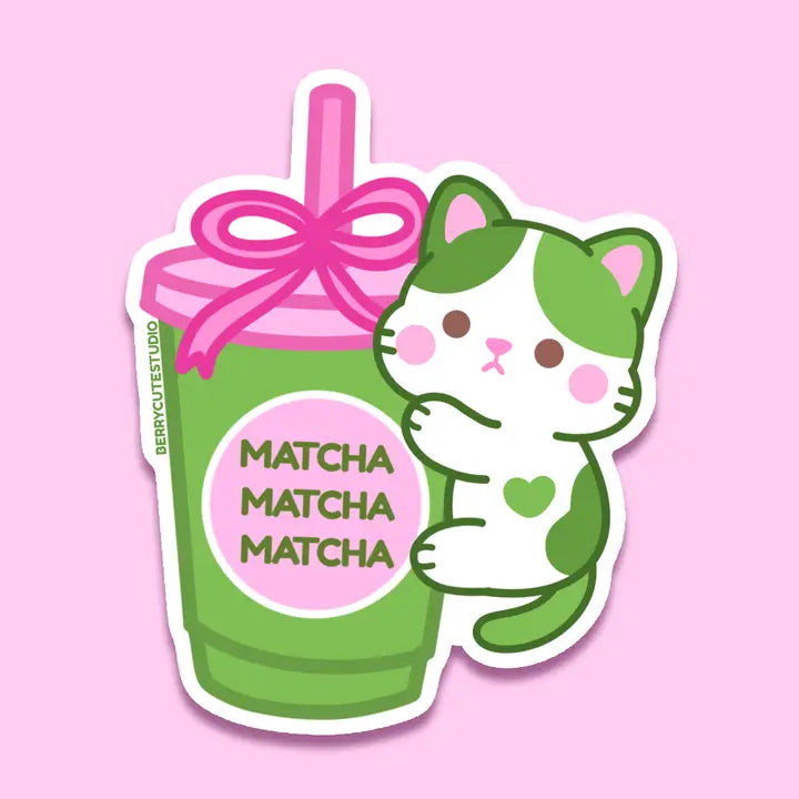Matcha Latte Cat Vinyl Sticker
