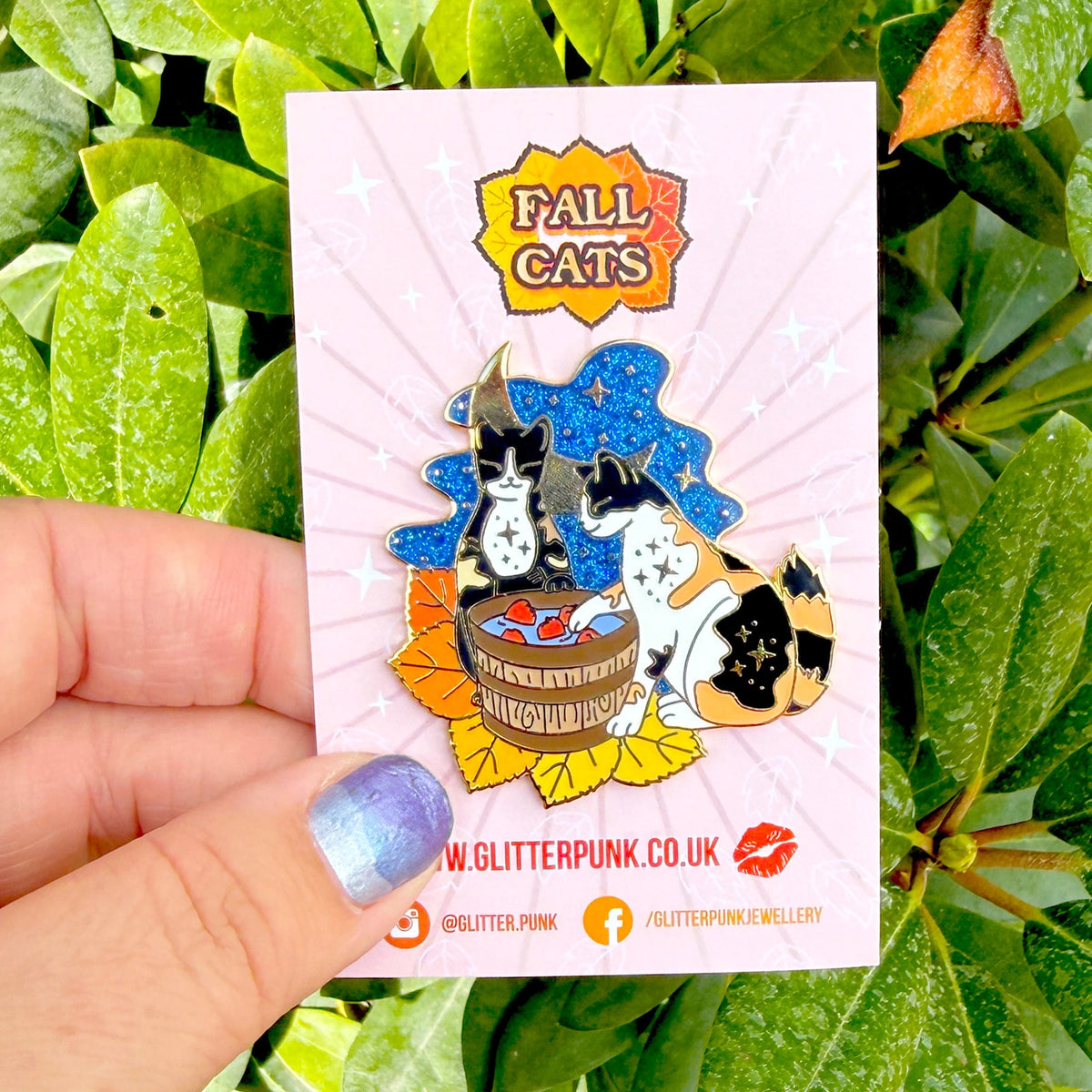 Apple Bobbing Cats (Calico & Tortoiseshell) Enamel Pin