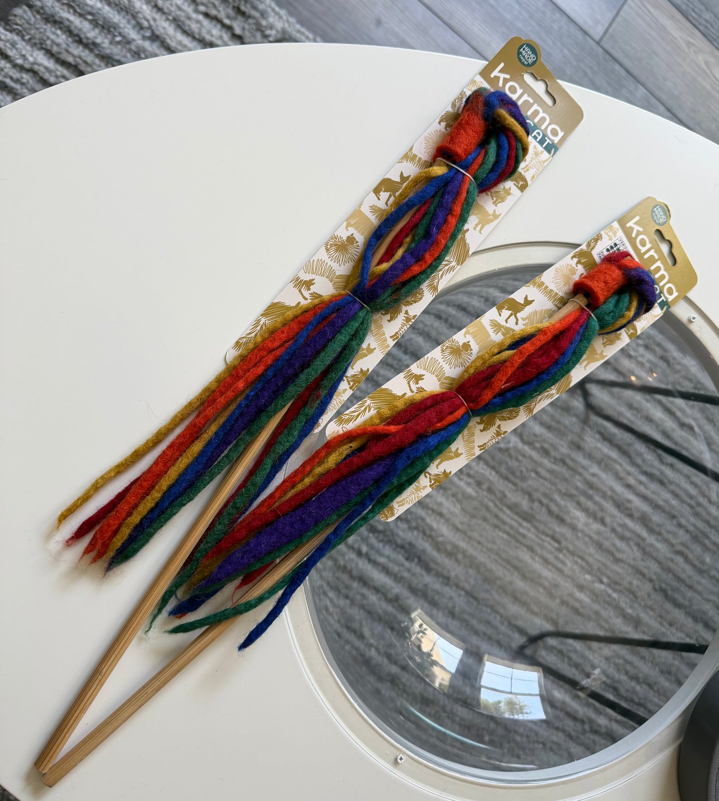 Wool Multi-Strand Teaser Cat Toy: Rainbow