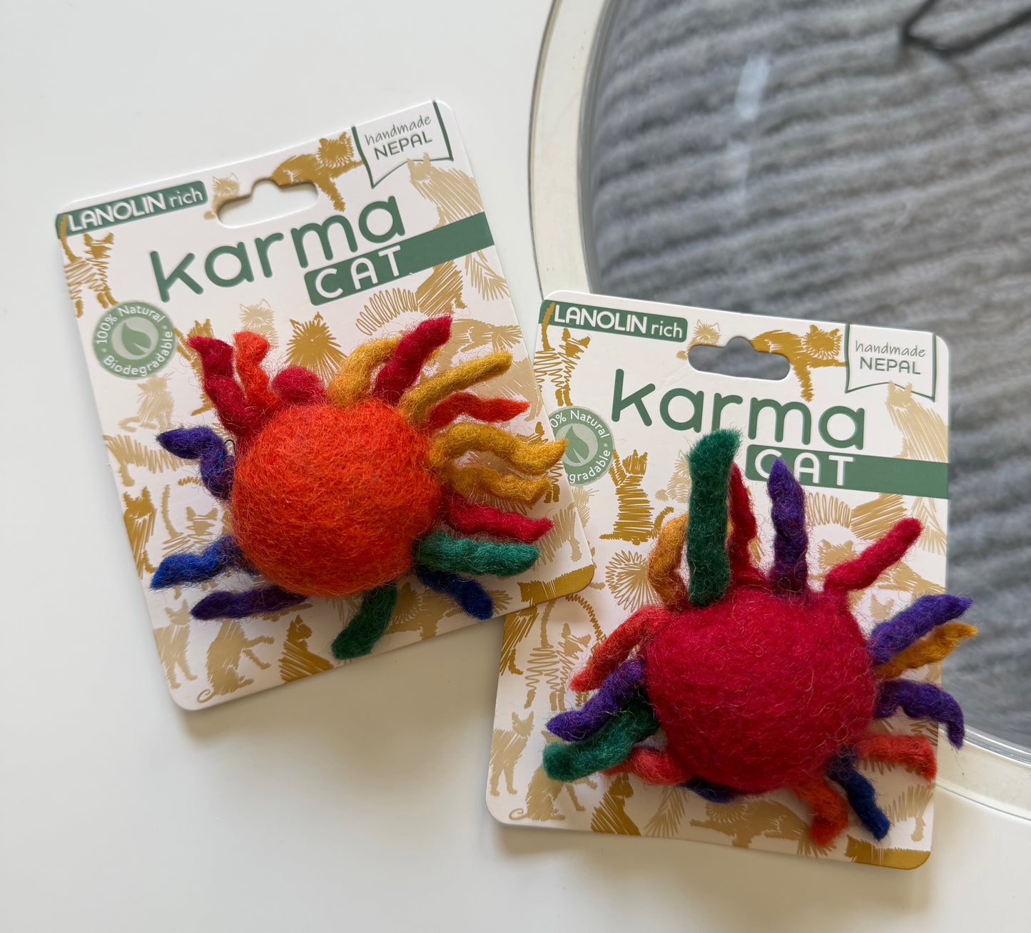Sunburst Wool Cat Toy with Spiky Fringe