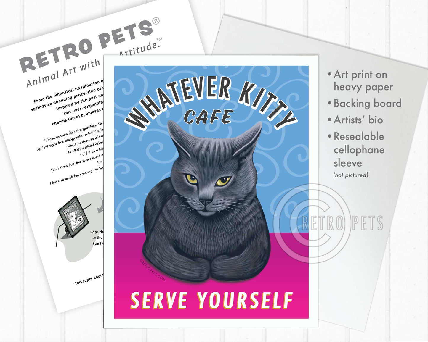 Cat Art "Whatever Kitty, Grey"