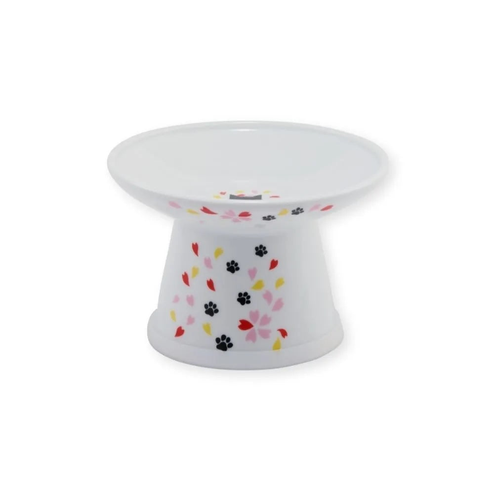 Extra Wide Raised Cat Food Bowl - Sakura Edition