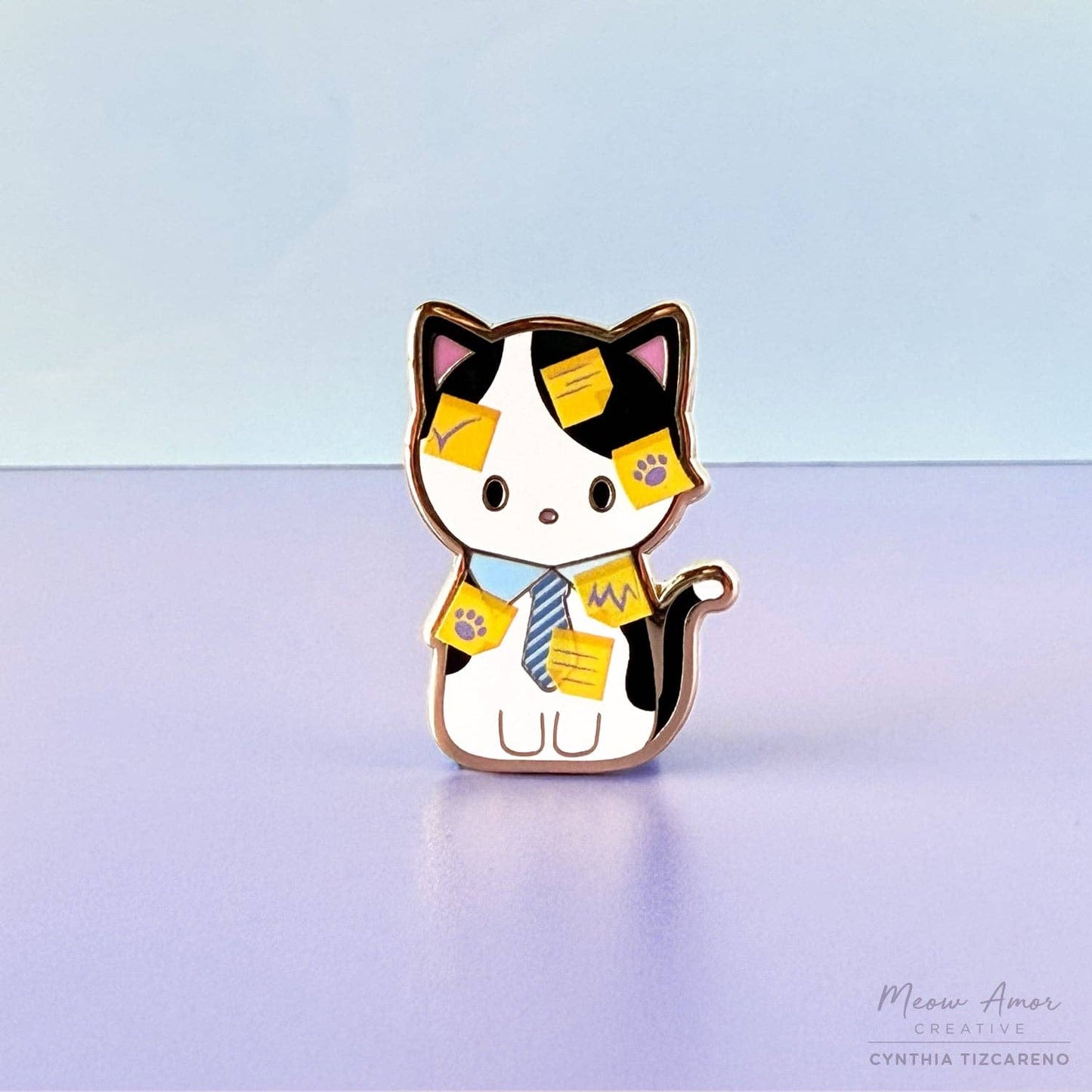 Sticky Situation Office Cat Enamel Pin