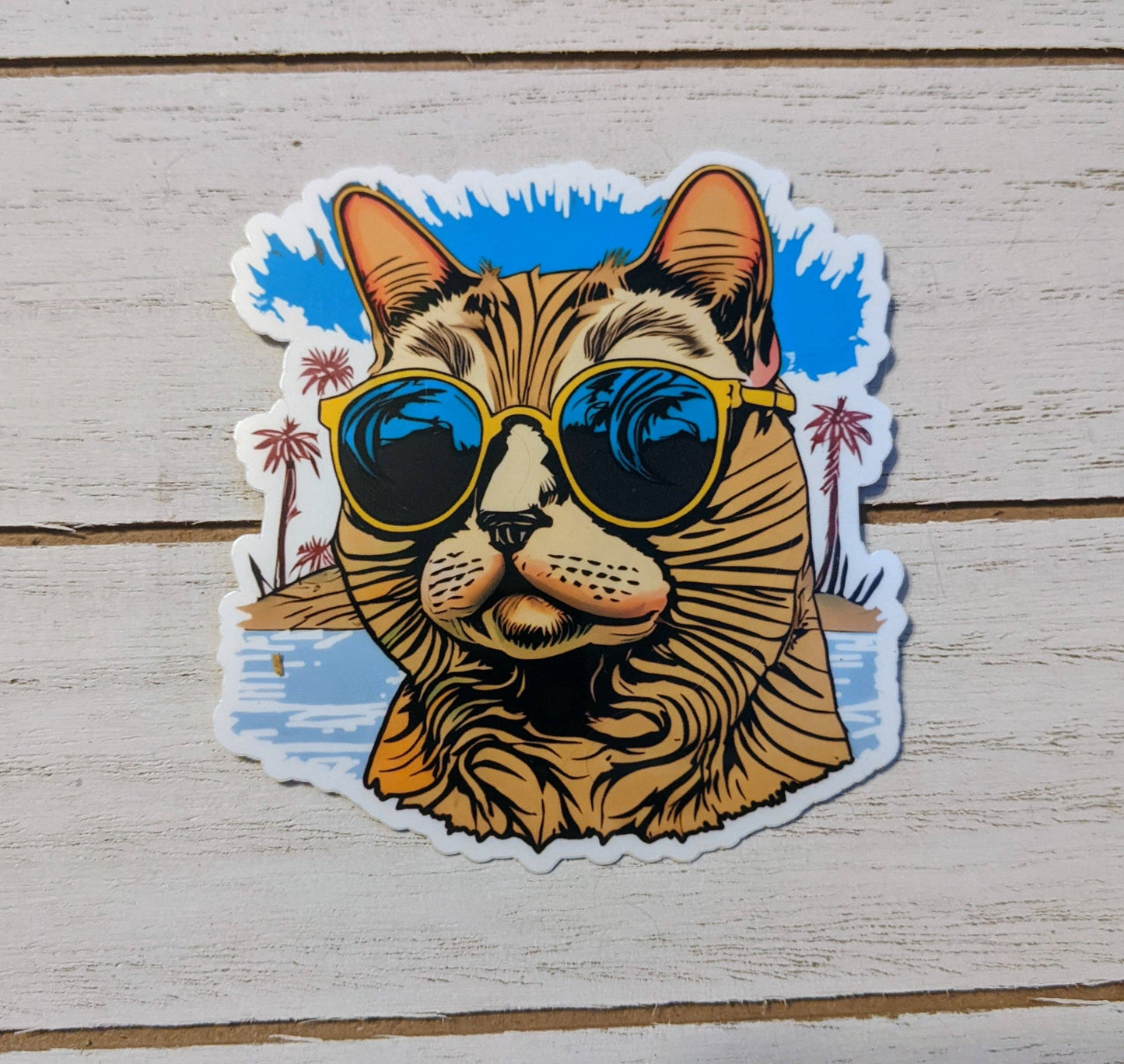 Summer Vibes Cat Vinyl Sticker
