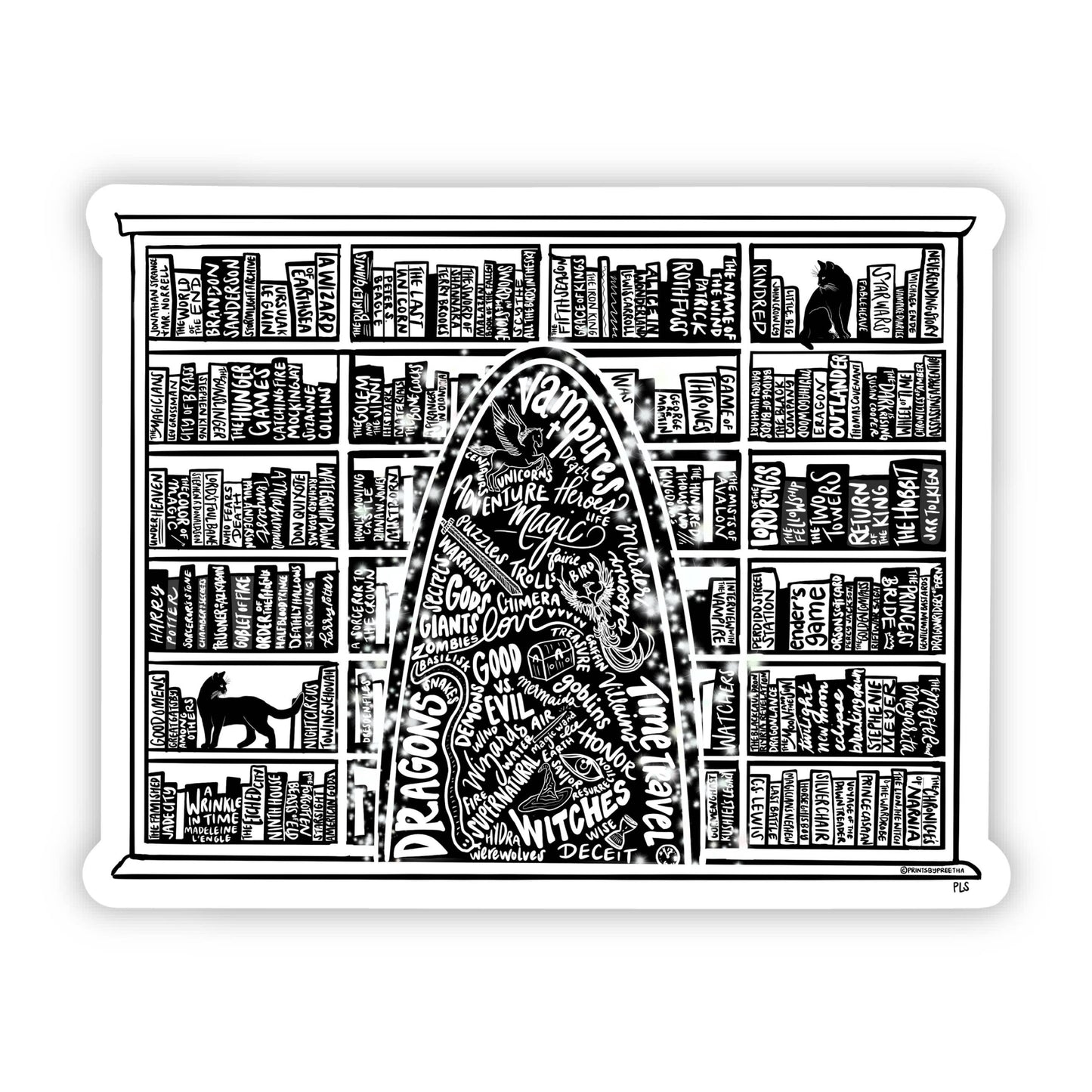 Fantasy Bookshelf Sticker