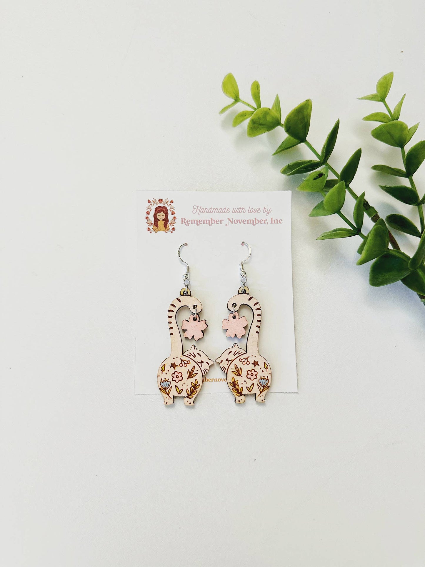 Cat Butt and Flower Earrings
