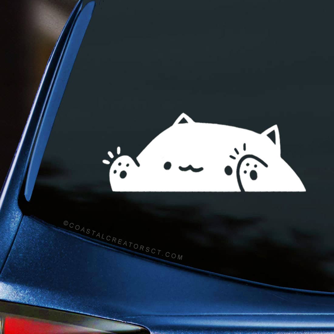 Cat Waving Vinyl Window Decal