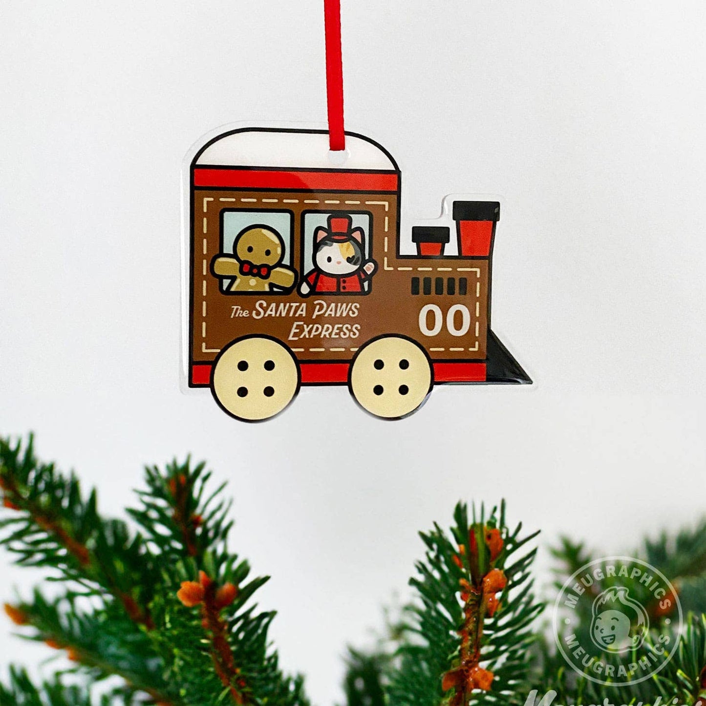 Santa Paws Express Train Acrylic Ornament