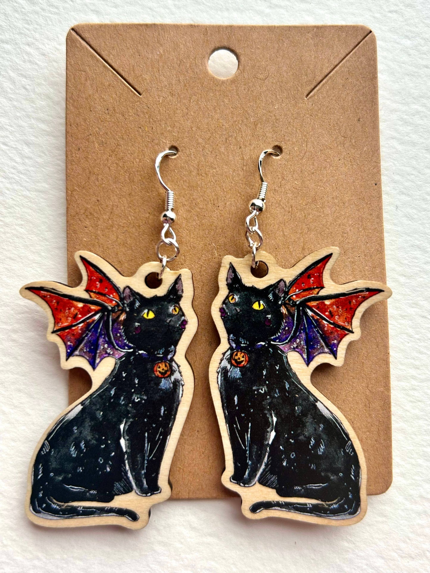 Black Cat Dragon Earrings