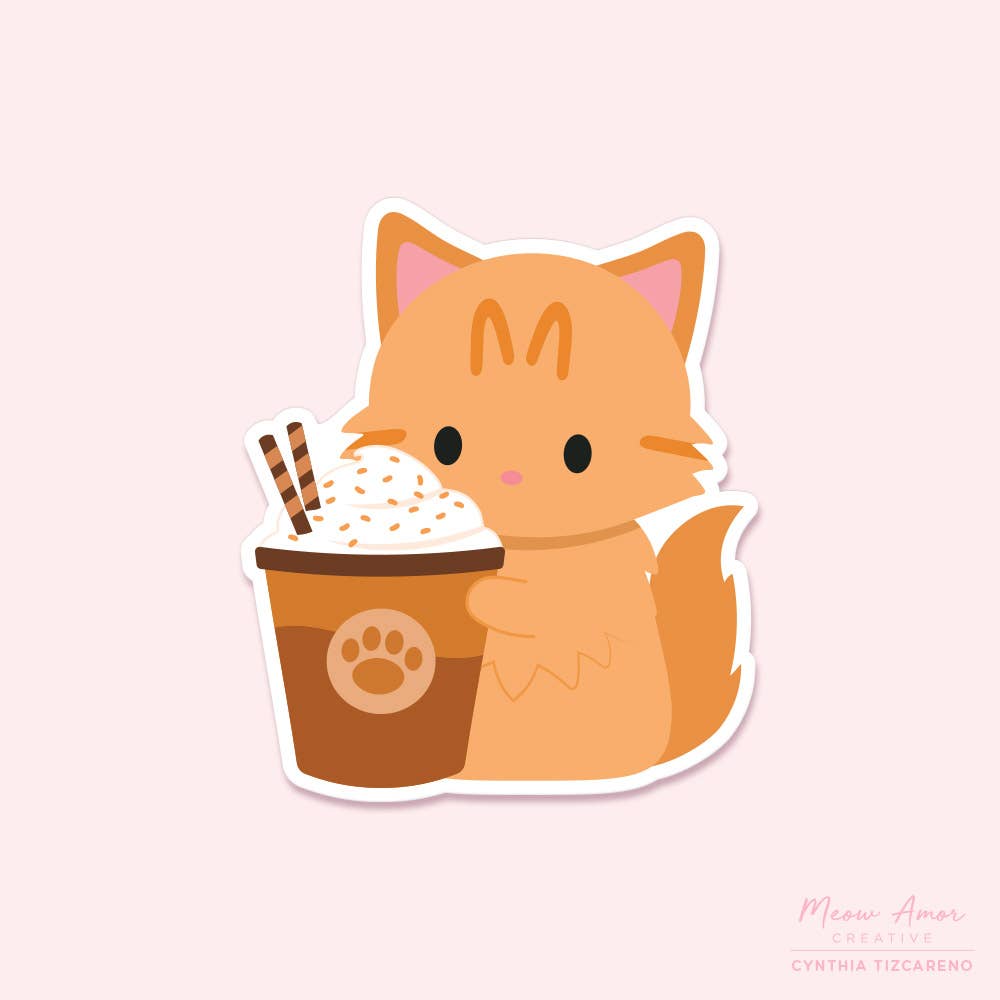 Orange Tabby Pumpkin Spice Vinyl Sticker