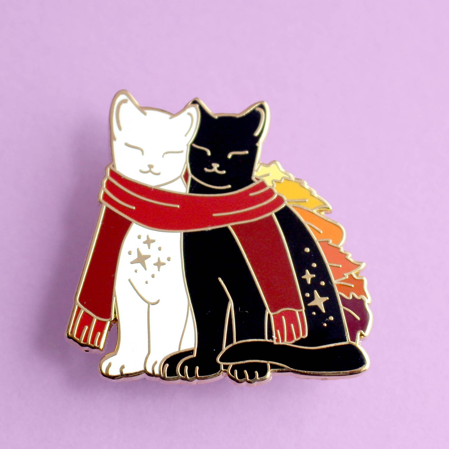 Scarf Cats Enamel Pin - Autumn Fall
