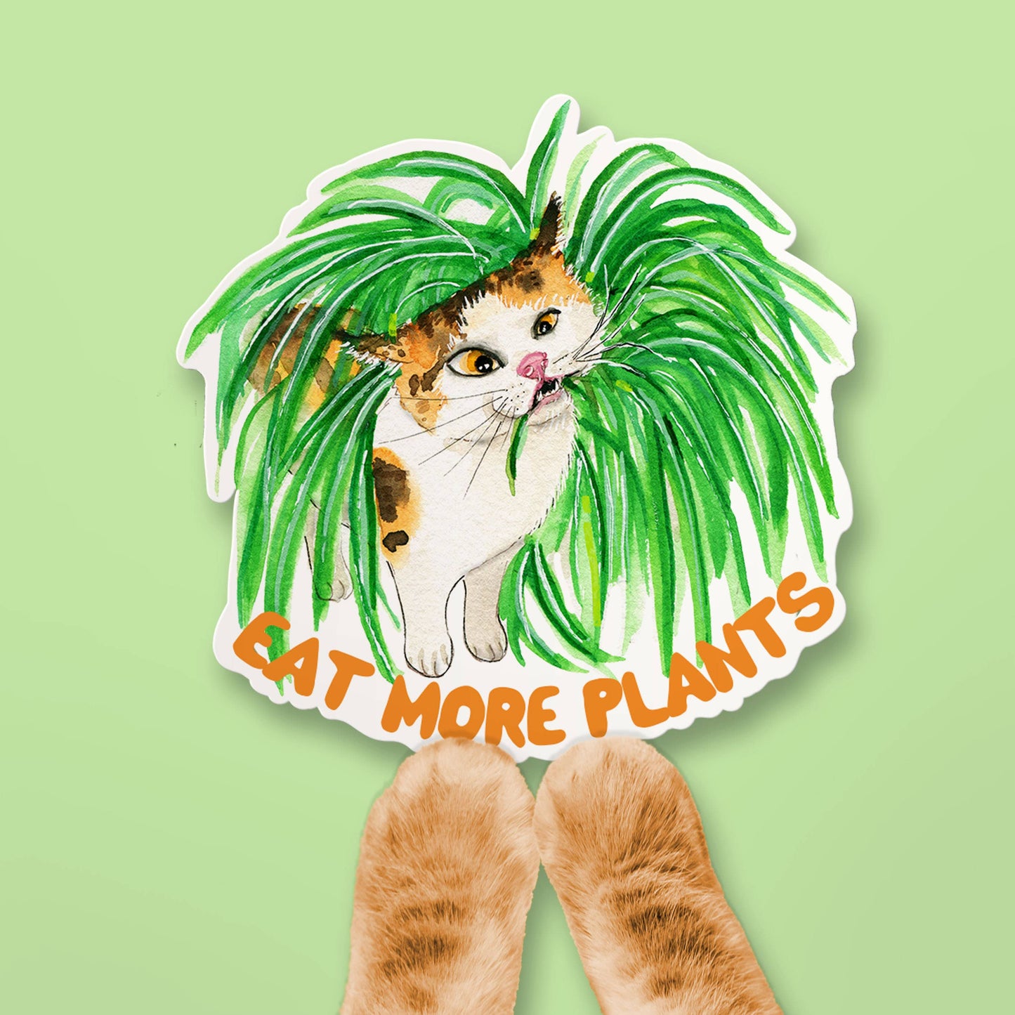 Eat More Plants Cat Vinyl Stickers