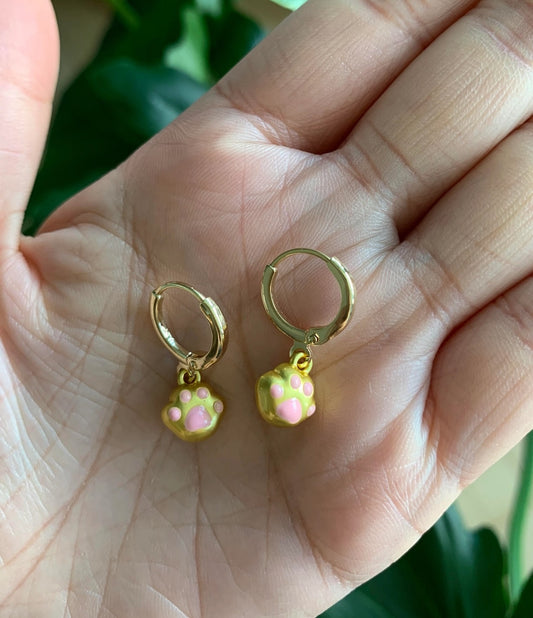 Lucky Cat Paw Huggie Earrings