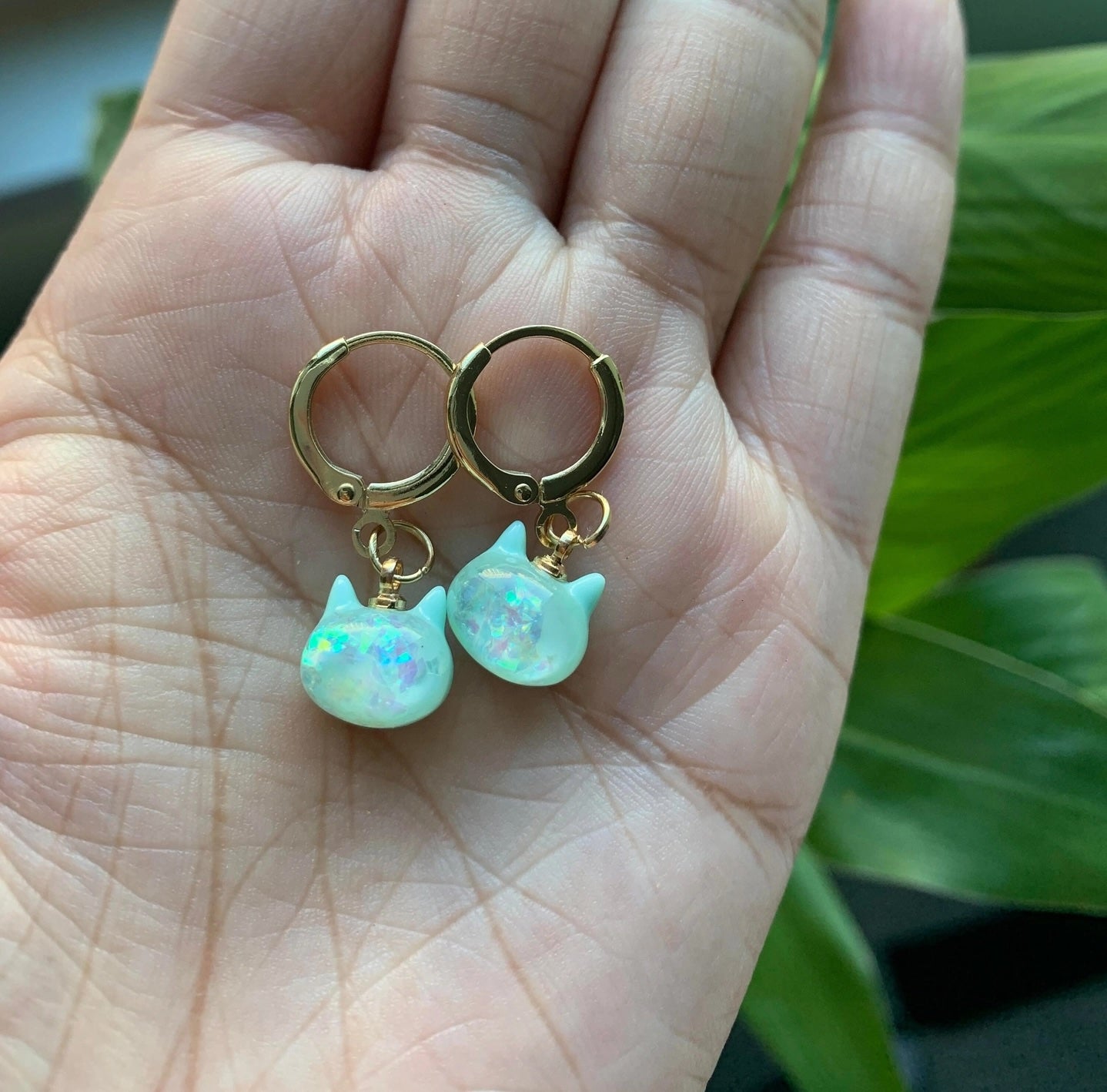 Unique Candy Cat Huggie Earrings