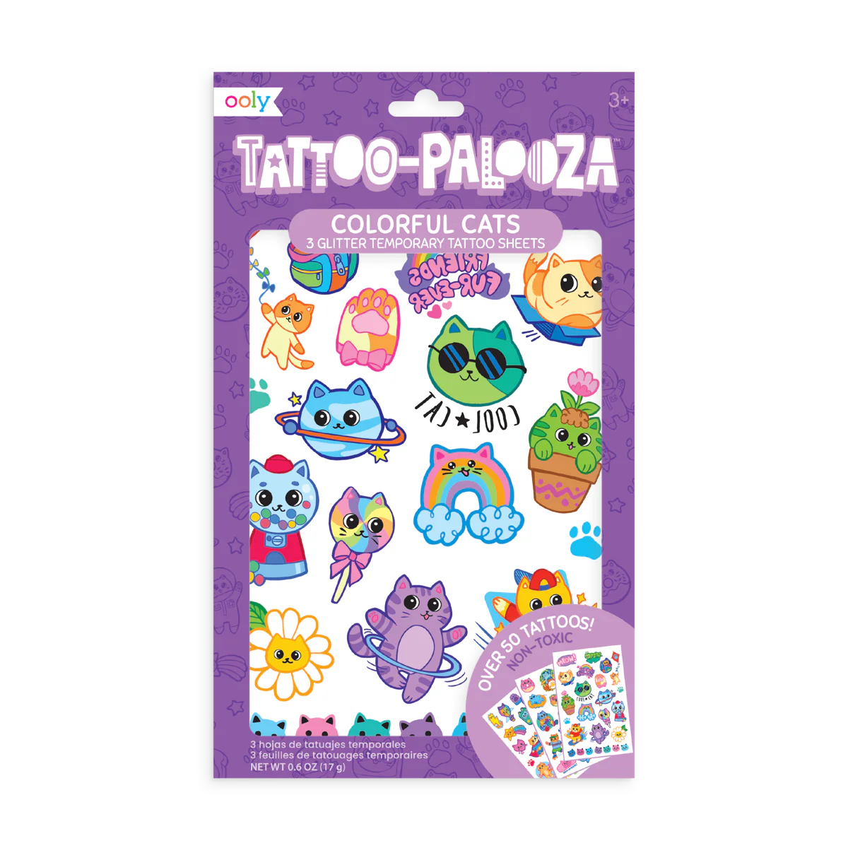Temporary Tattoos Colorful Cats