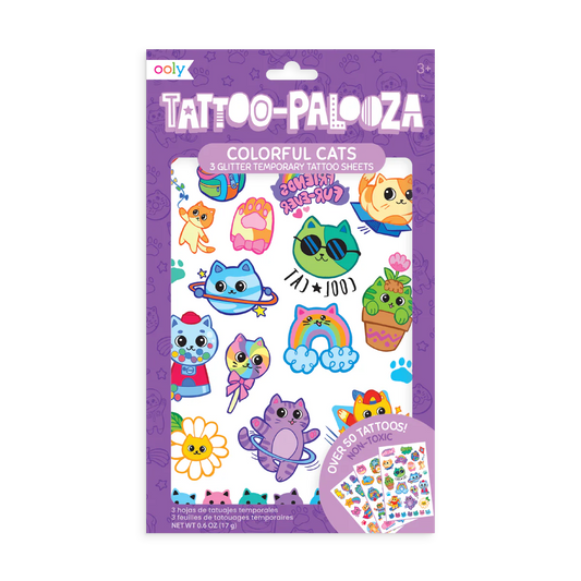 Temporary Tattoos Colorful Cats