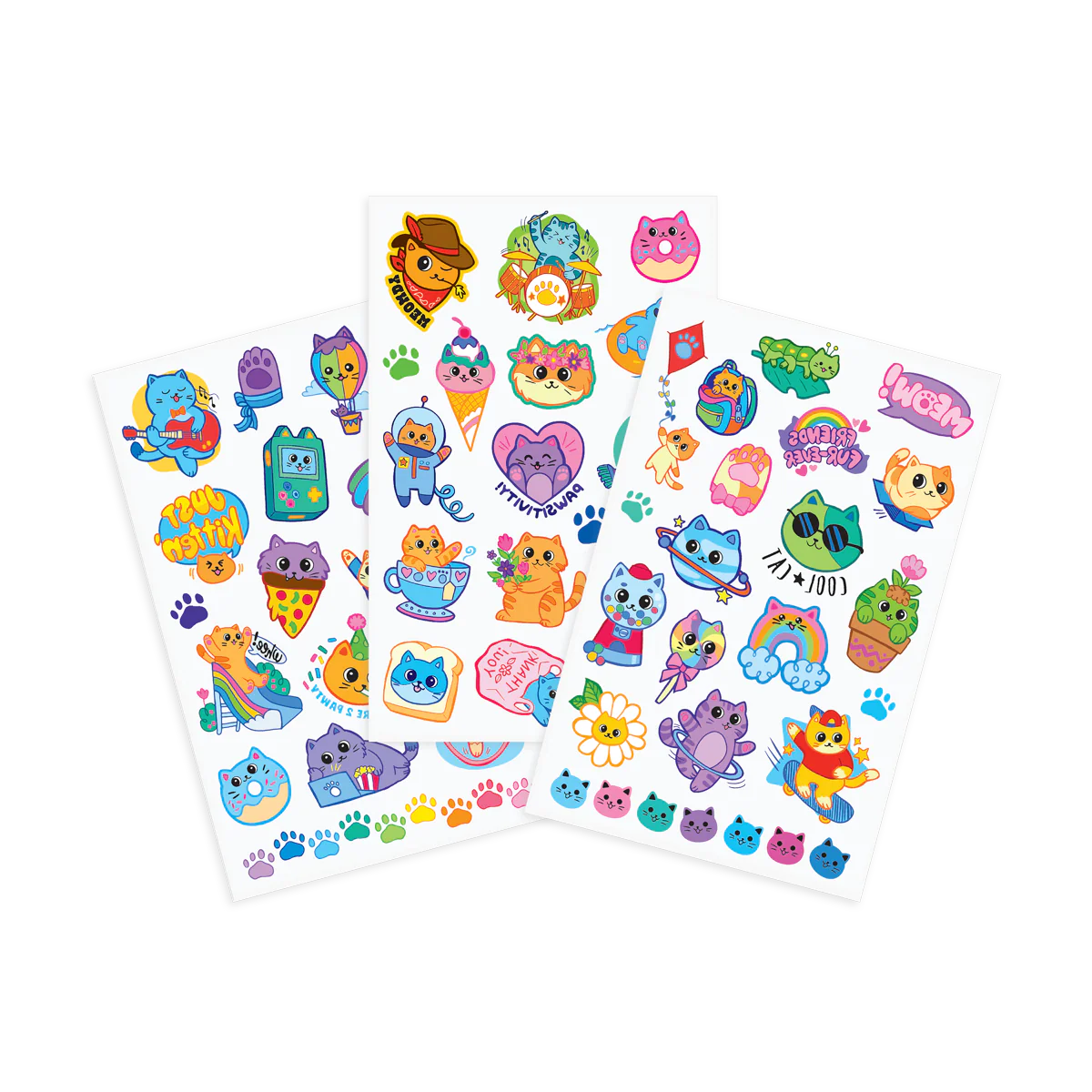 Temporary Tattoos Colorful Cats