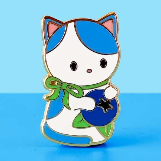 Blueberry Blue Spotted Cat Enamel Pin