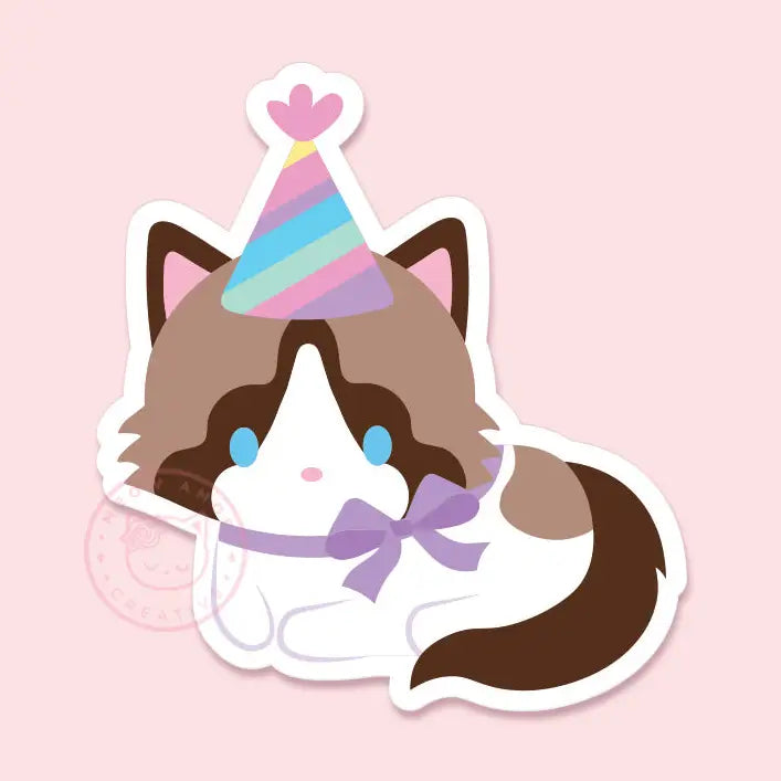 Party Ragdoll Cat Vinyl Sticker