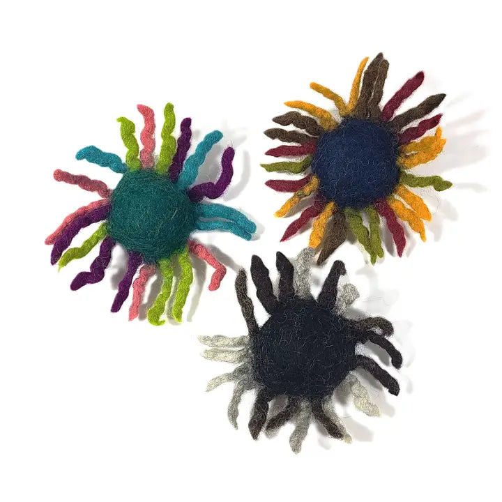 Sunburst Wool Cat Toy with Spiky Fringe