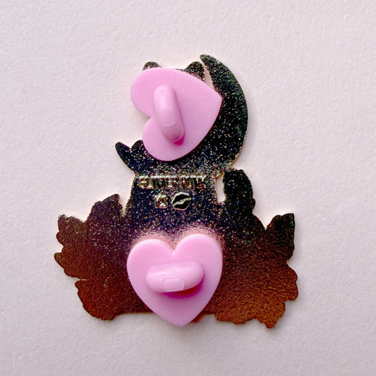 Fall Book Cat Enamel Pin in Ginger