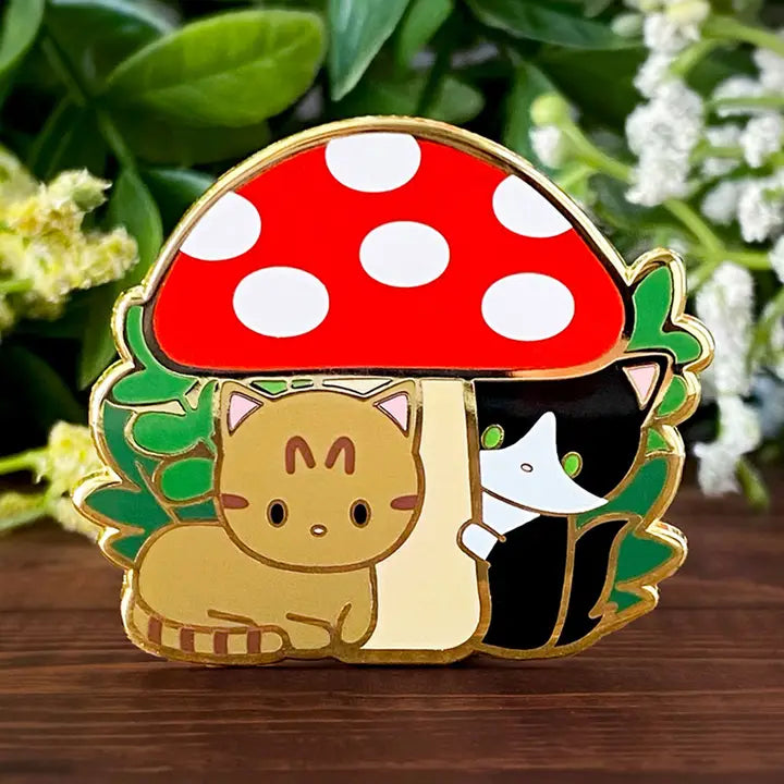 Mushroom Cats Enamel Pin
