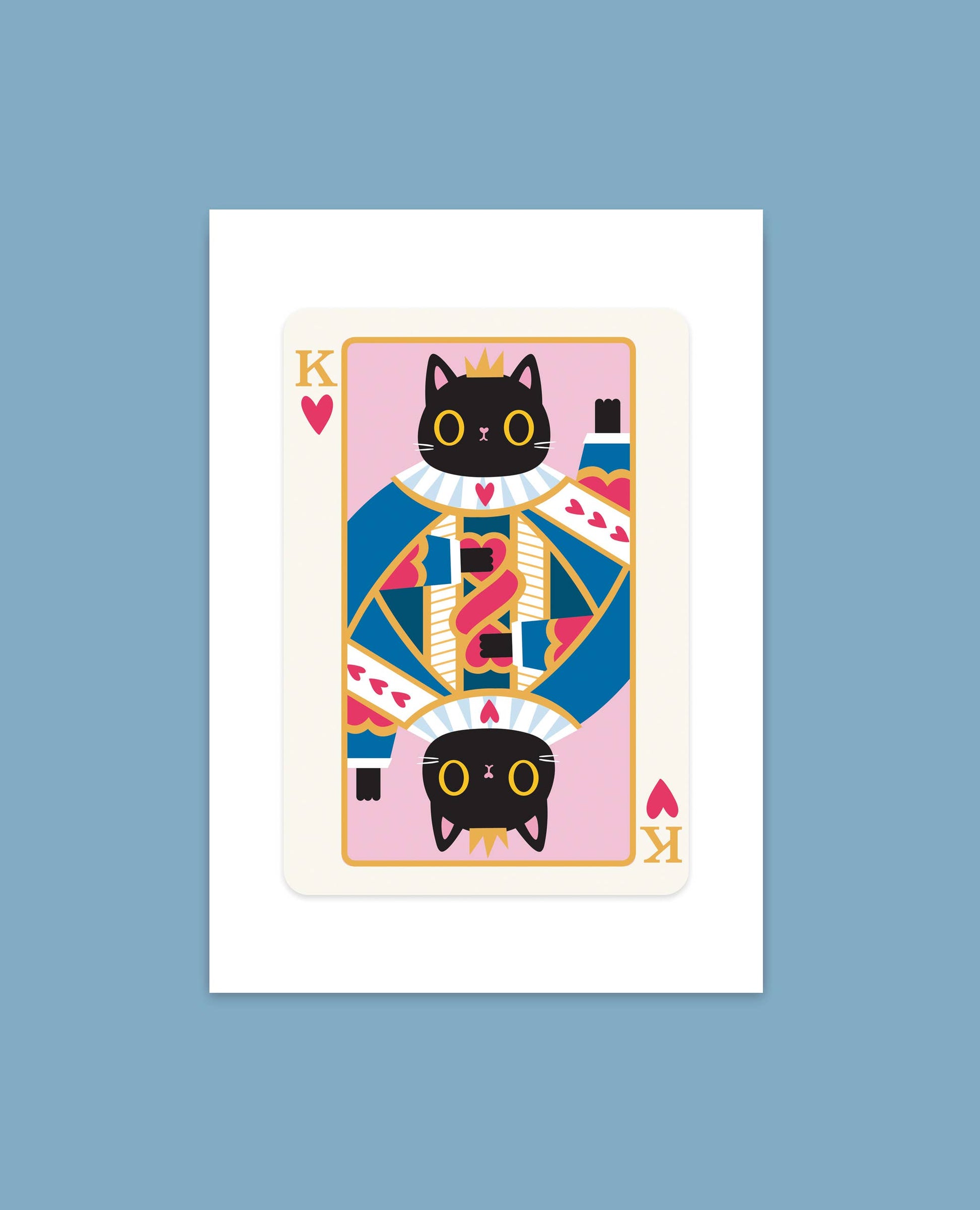 King of Hearts Black Cat Art Print