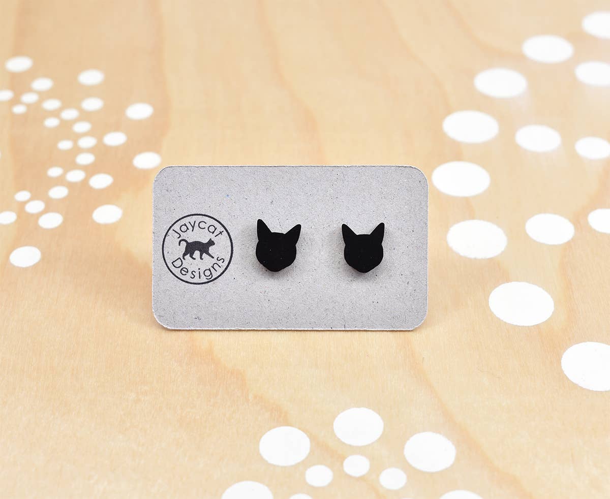 Simple Black Cat Earrings: Large