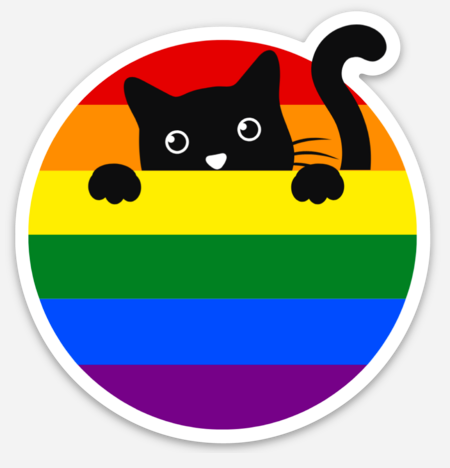 Round Rainbow Cat Vinyl Sticker