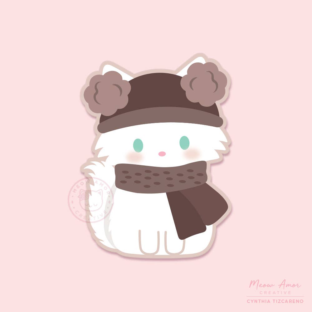 Cozy Fluffy Cat Vinyl Sticker