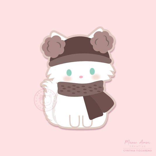 Cozy Fluffy Cat Vinyl Sticker