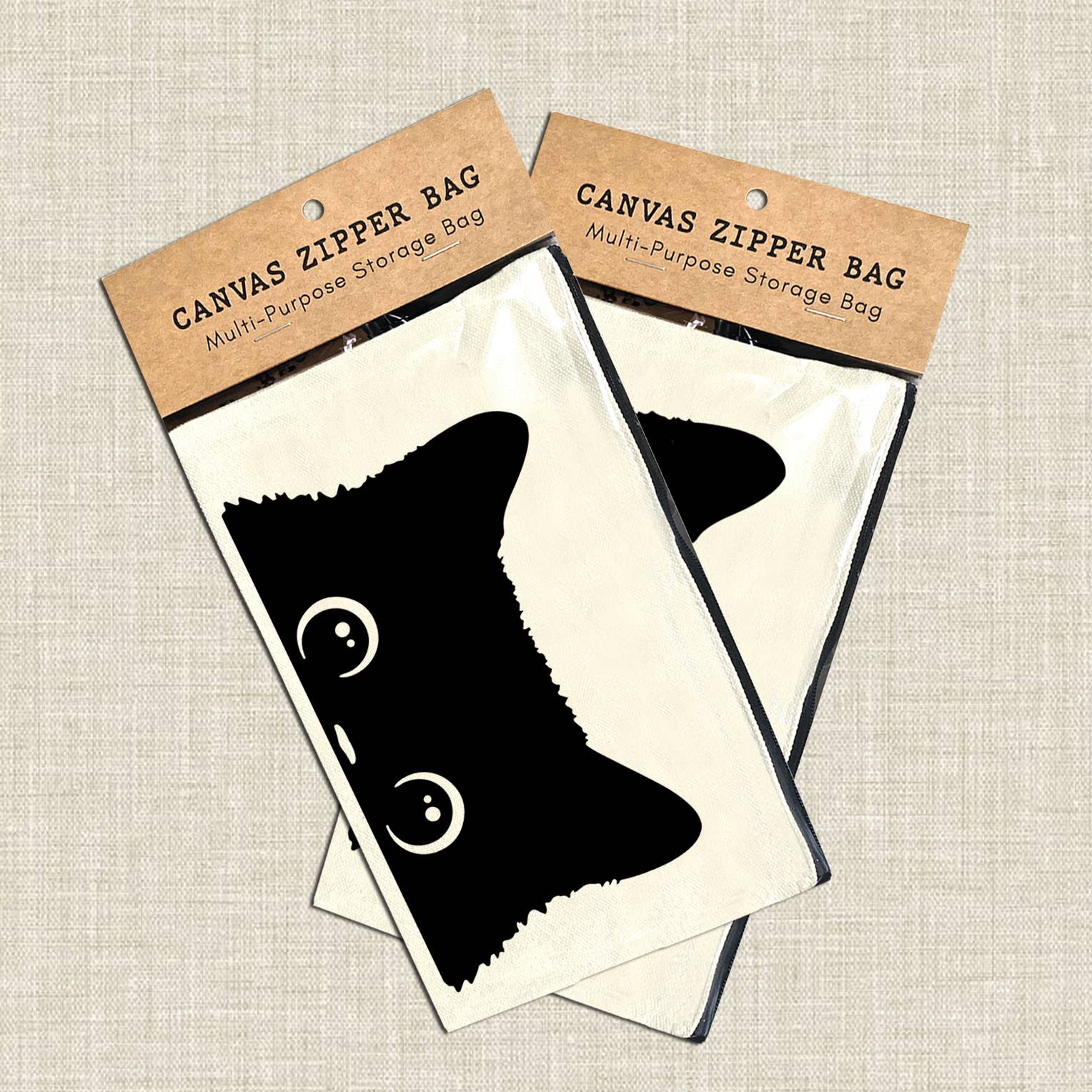 Cat Peeking Canvas Zipper Bag