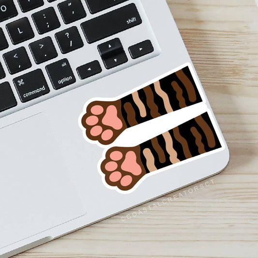 Cat Tortoise Stripes Paws Vinyl Sticker