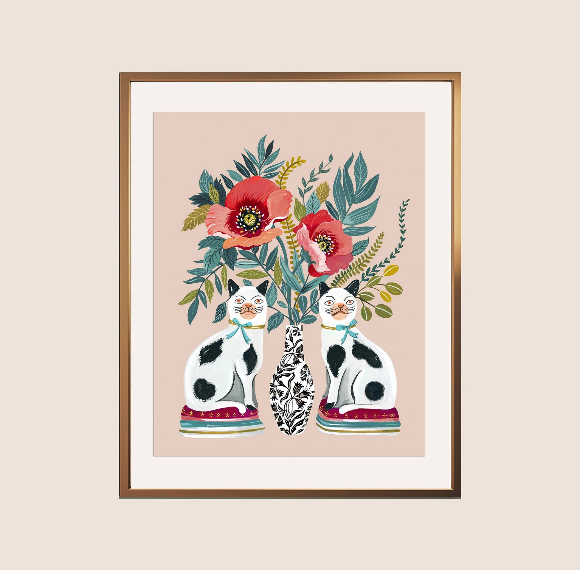 Staffordshire Cats Art Print