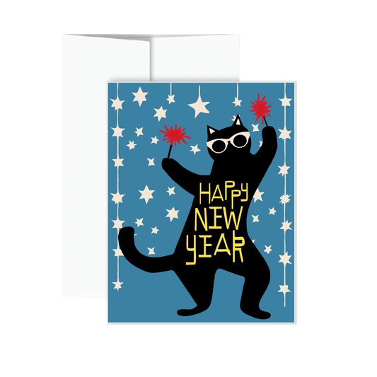 Happy New Year Cat Card
