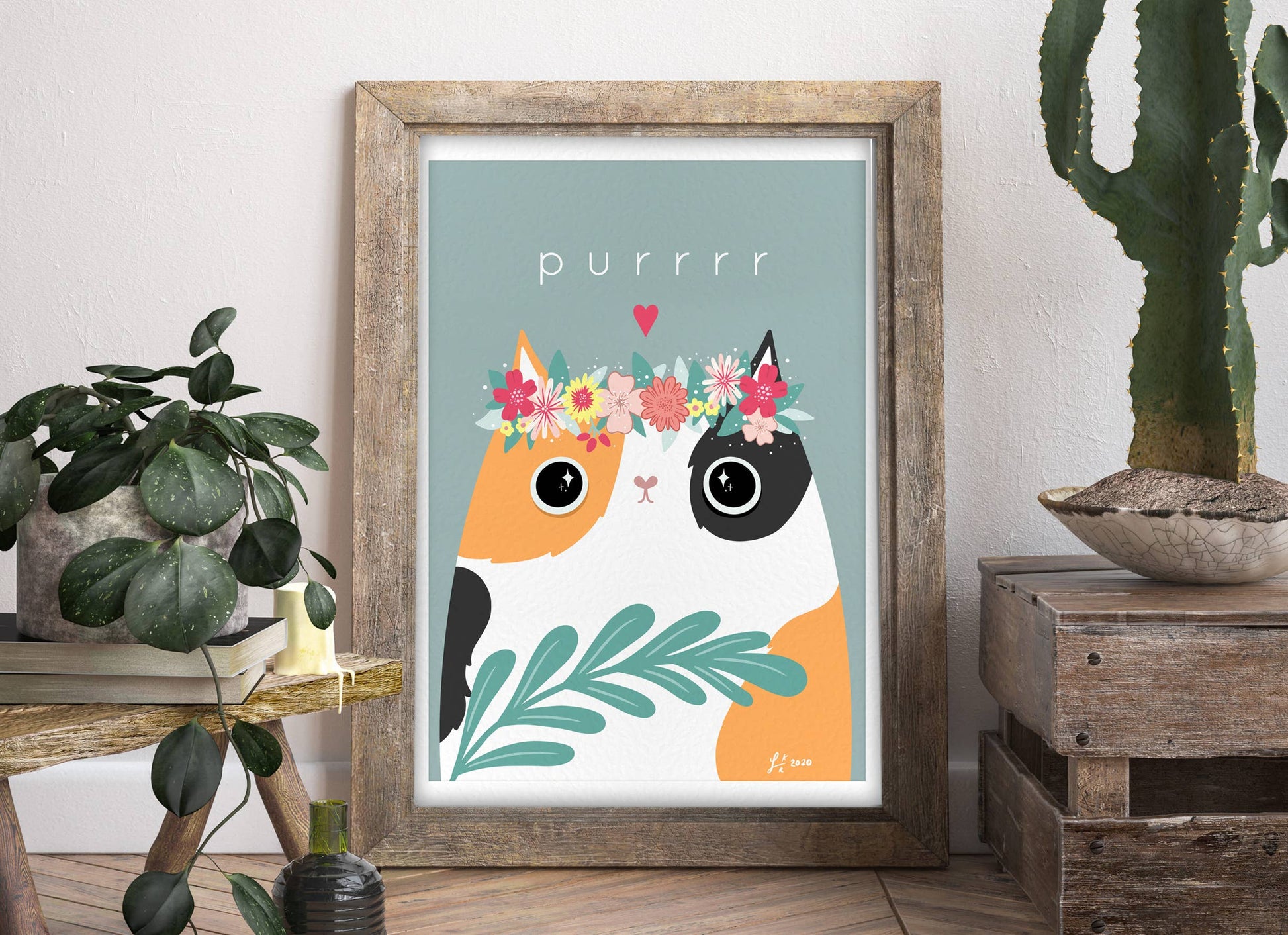 Purr Calico Cat Art Print