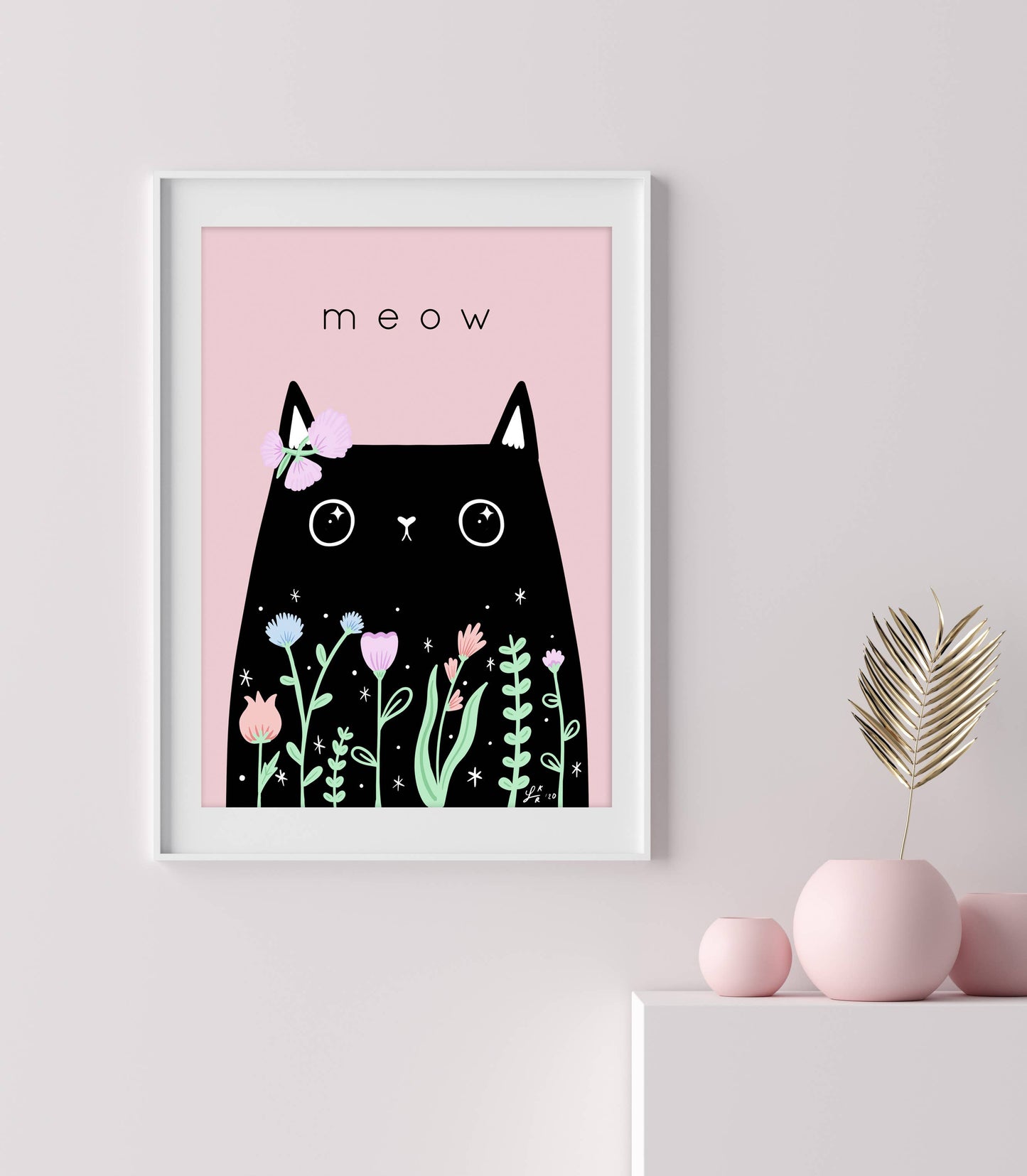 Meow Black Cat print art print