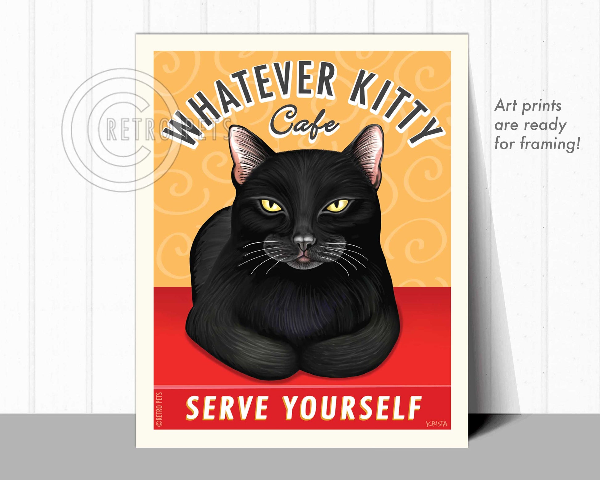 Cat Art "Whatever Kitty, Black"