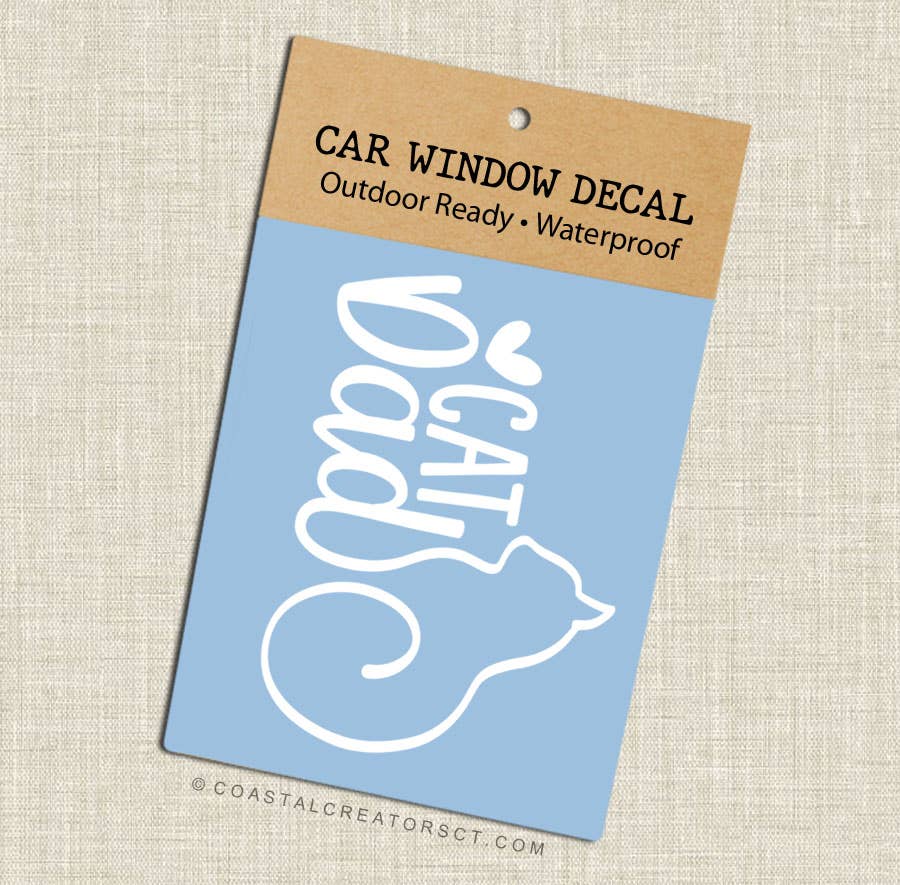 "Cat Dad" White Vinyl Window Decal