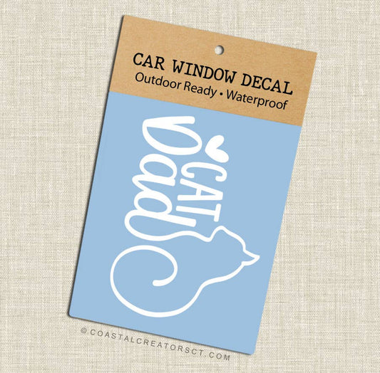 "Cat Dad" White Vinyl Window Decal