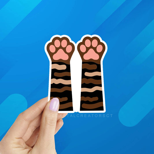 Cat Tortoise Stripes Paws Vinyl Sticker