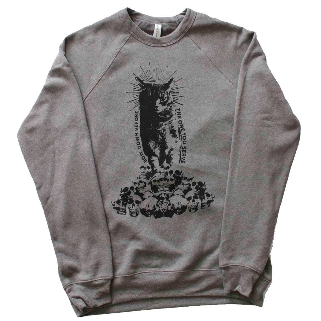 Cat Worship Sweatshirt on Deep Heather Grey