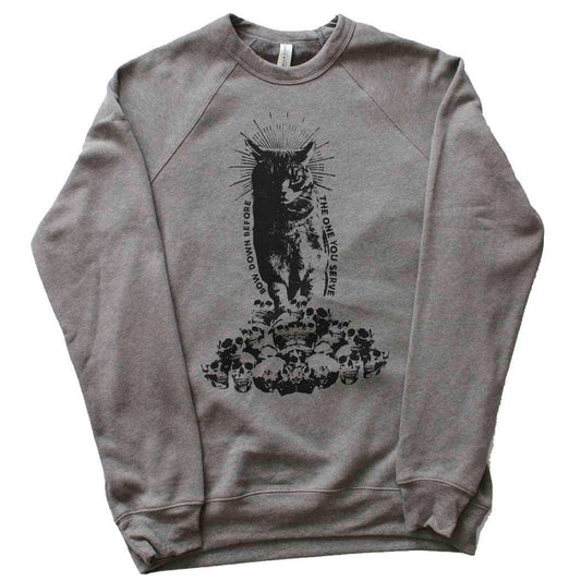 Cat Worship Sweatshirt on Deep Heather Grey