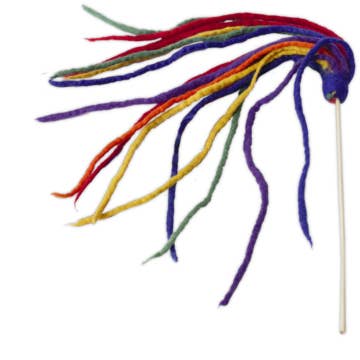 Wool Multi-Strand Teaser Cat Toy: Rainbow