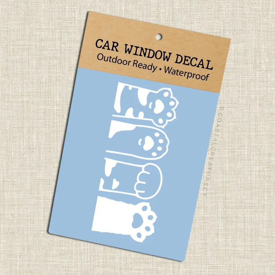 Paws and Claws White Window Decal