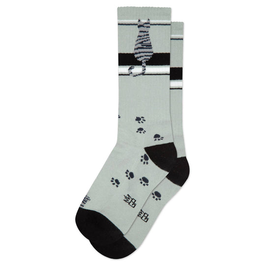 Gray Tabby Cat Gym Crew Socks
