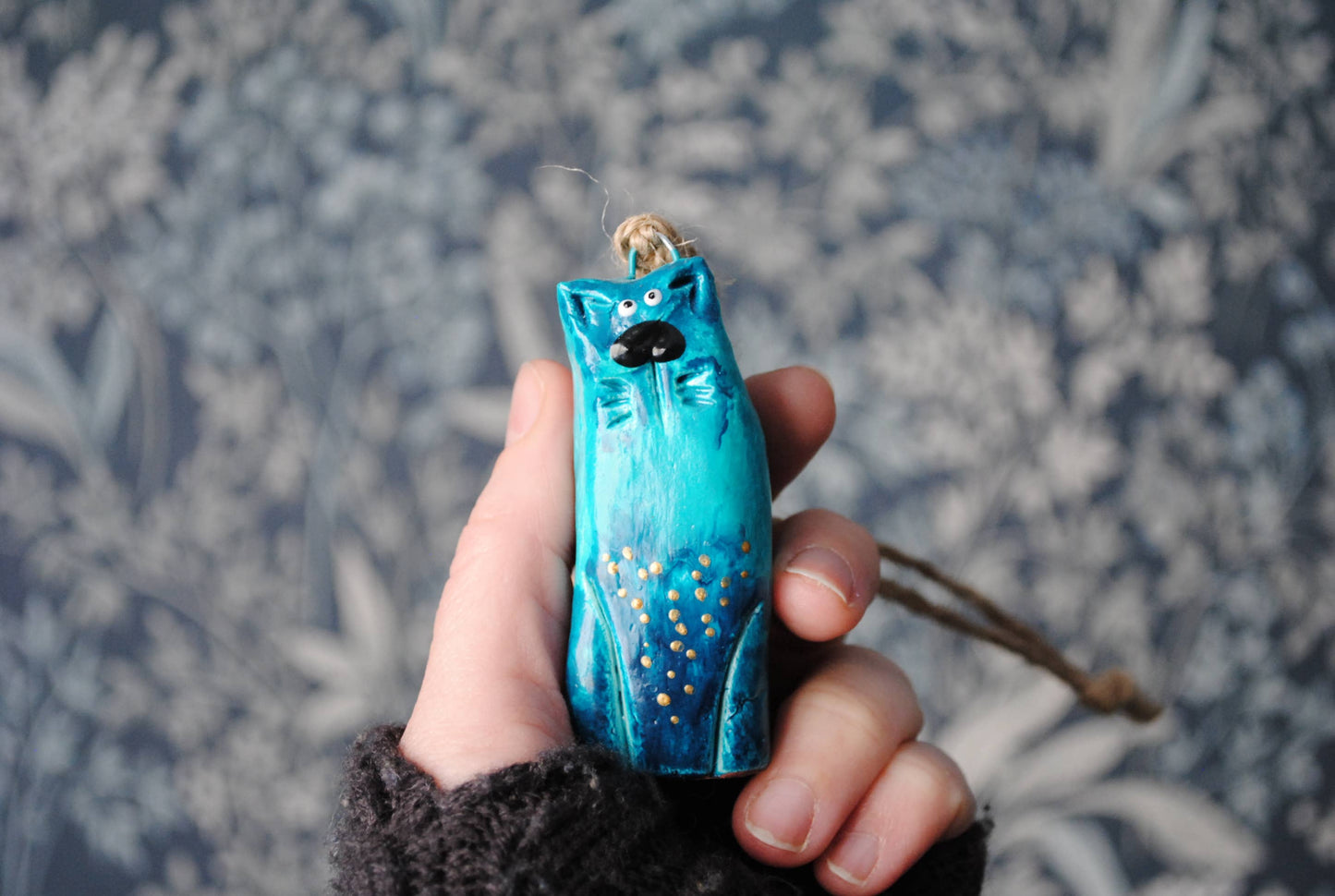 Turquoise Cat Figurine Ornament