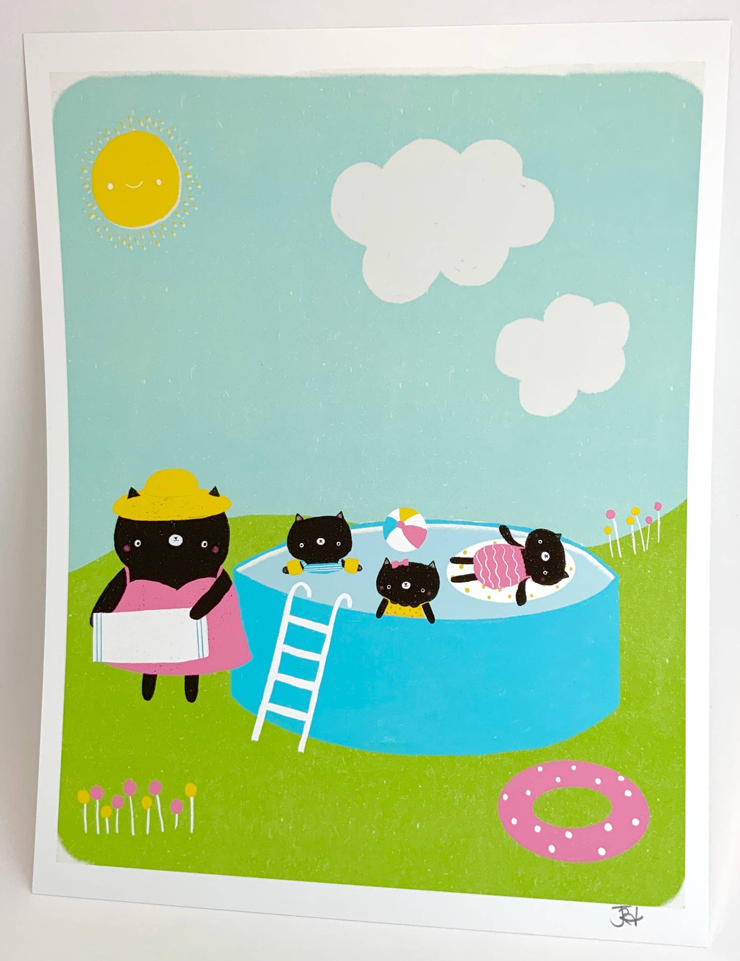 Kitten Pool Party Art Print