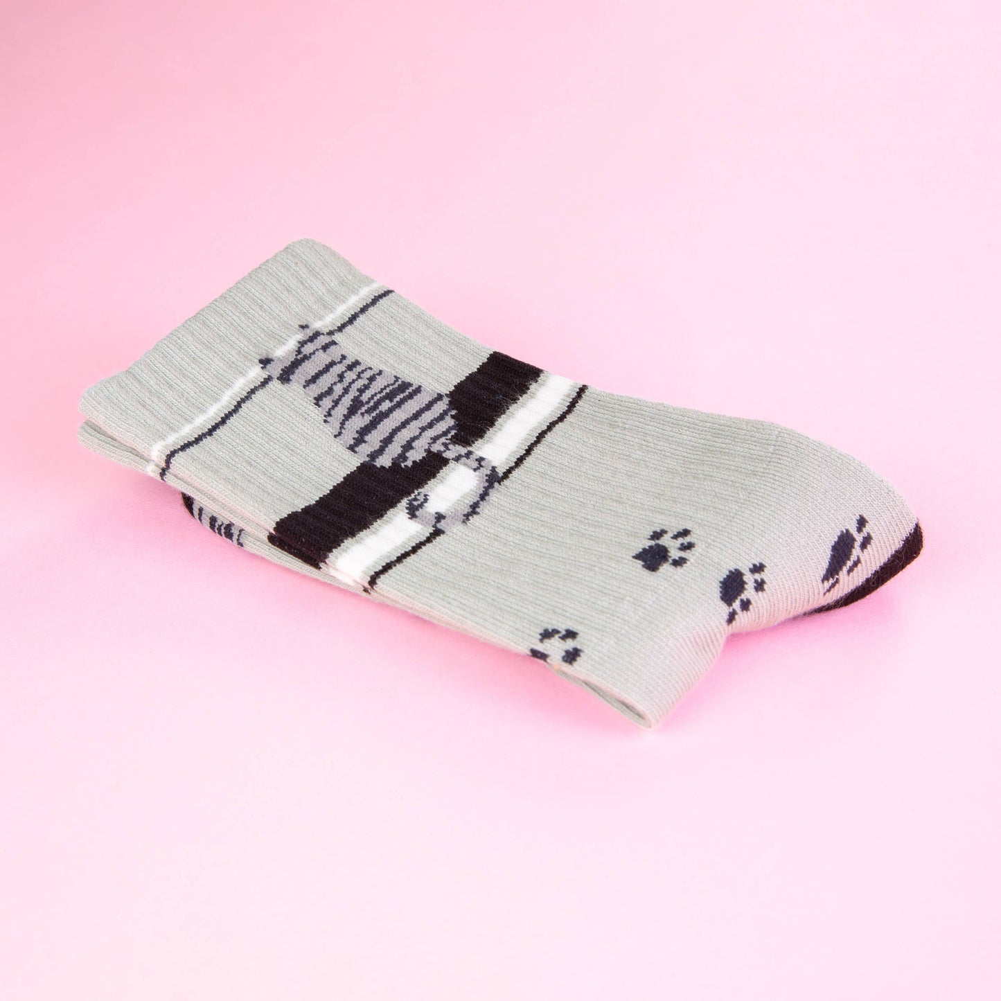 Gray Tabby Cat Gym Crew Socks