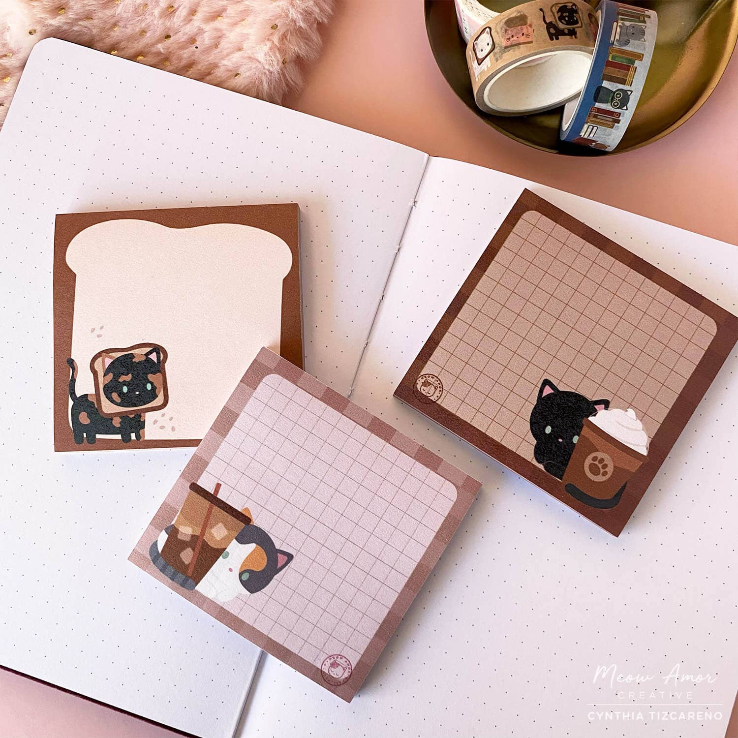 Sticky Notes - Tortie Toast Cat